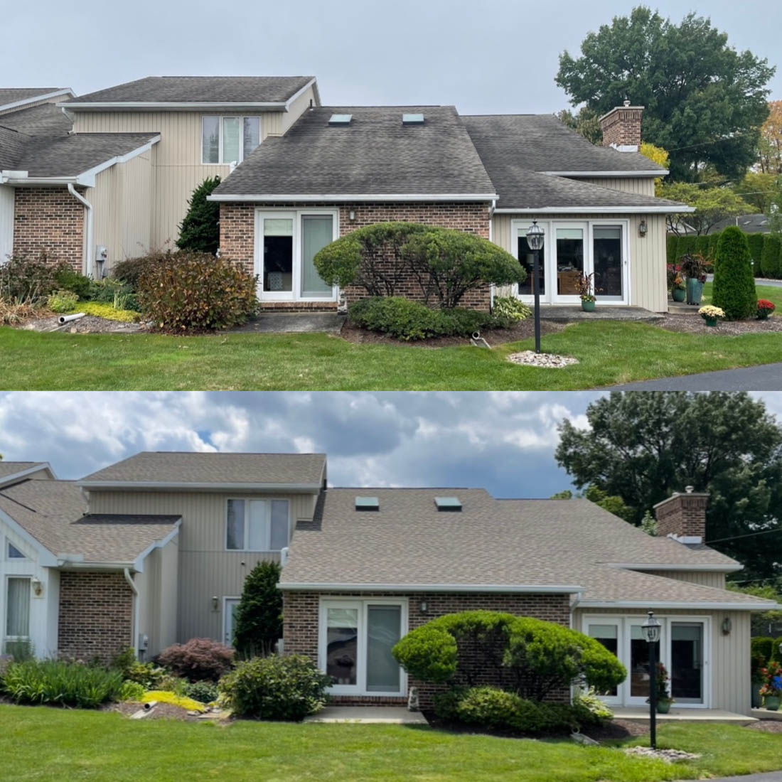 Before slate roof washing, soft wash