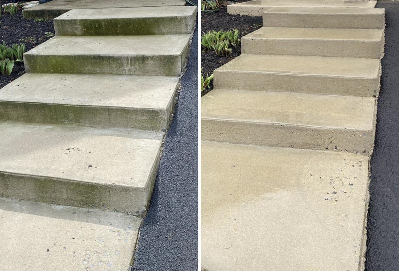 Yorgey's Pressure Washing - Before and After of Stairway in Allentown, PA