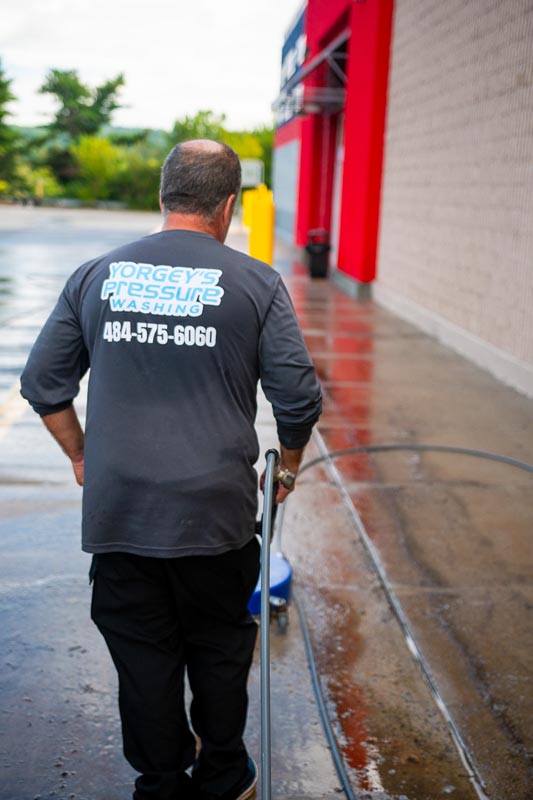 Yorgey's Pressure Washing onsite a commercial concrete cleaning job