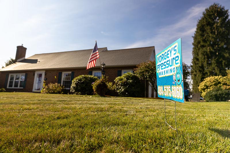 After Roof Washing in Allentown, PA from Yorgey's Pressure Washing with Yard Sign