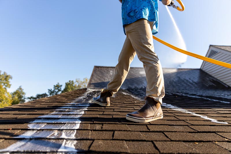 Soap running down a rooftop