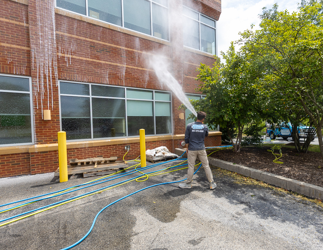 commercial brick soft washing by Yorgey's Pressure Washing
